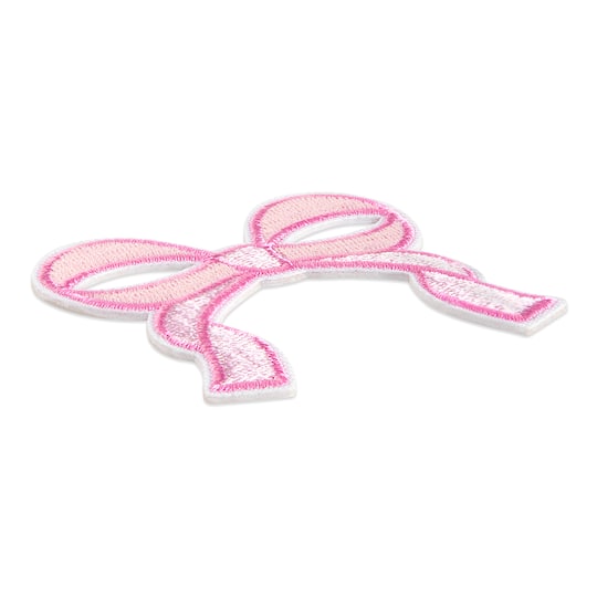 Pink Embroidered Bow Iron-On & Adhesive Patch by Make Market®